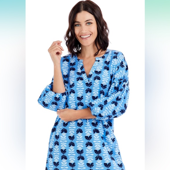 Mud Pie Women's Balloon Sleeve Dress Blue Size Small - Picture 2 of 14